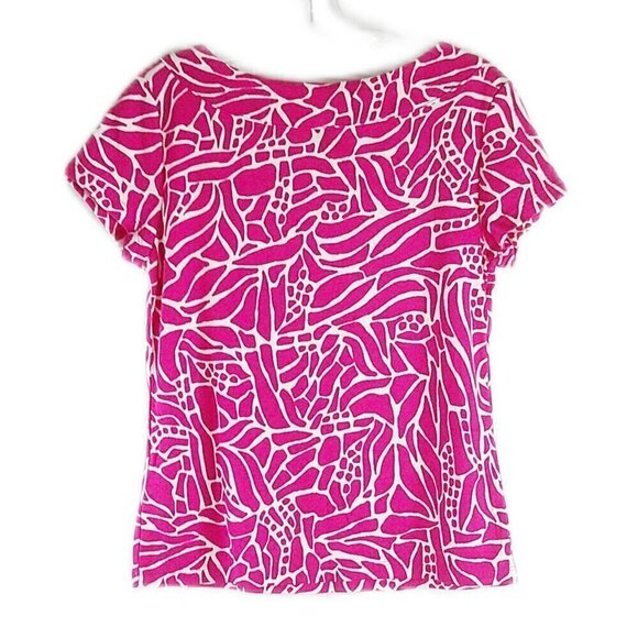 Rafaella - Pink/White Cap Sleeve Tee - Size Med Pet - Picture 5 of 5